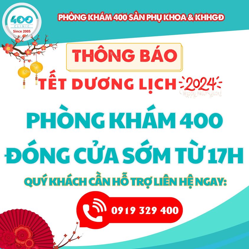 Lịch làm việc dịp tết dương lịch tại Phòng khám 400